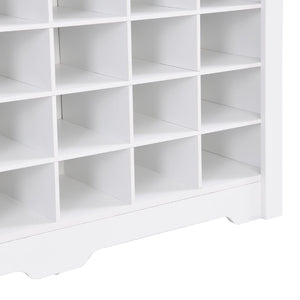 English Elm On-trend Rustic Brown Shoe Cubby Console Holds 24 Pairs with Curved Base Sideboard White WF309308AAK