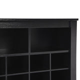 English Elm Sleek Design 24 Shoe Cubby Console, Modern Shoe Cabinet With Curved Base, Versatile Sideboard With High-Quality For Hallway, Bedroom, Living Room, Black