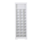 English Elm Stylish Design 30 Shoe Cubby Console, Contemporary Shoe Cabinet With Multiple Storage Capacity, Free Standing Tall Cabinet With Versatile Use For Hallway, Bedroom, White