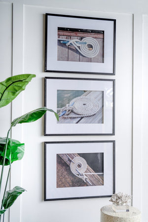 English Elm 30" Nautical Rope Knot Framed Print Set of 3 Black Gallery Wall Art Coastal Decor W2078130326