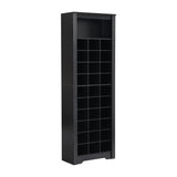 English Elm Stylish Design 30 Shoe Cubby Console, Contemporary Shoe Cabinet With Multiple Storage Capacity, Free Standing Tall Cabinet With Versatile Use For Hallway, Bedroom, Black