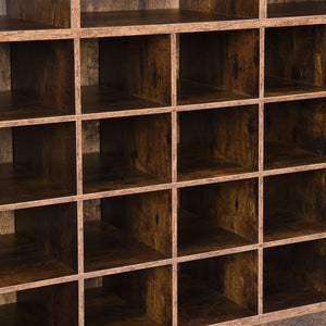 English Elm On-trend Rustic Brown Shoe Cubby Console Holds 24 Pairs with Curved Base Sideboard WF309308AAP