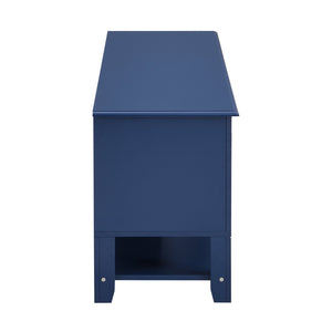 English Elm TV Stand with Modern Sleek Panel Design, Soft-Closing Drawers, Magnetic Doors & Sturdy Storage System Blue WF309280AAC
