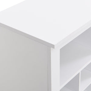 English Elm On-trend Rustic Brown Shoe Cubby Console Holds 24 Pairs with Curved Base Sideboard White WF309308AAK