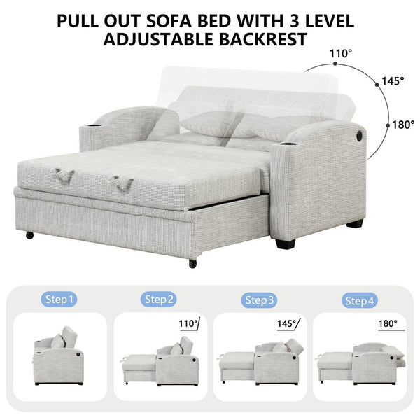 English Elm 101.2" Modular Chenille Sectional Sofa with Tufted Cushions and Deep Seating for Living Room White+Gray N719S001870K