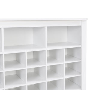 English Elm On-trend Rustic Brown Shoe Cubby Console Holds 24 Pairs with Curved Base Sideboard White WF309308AAK