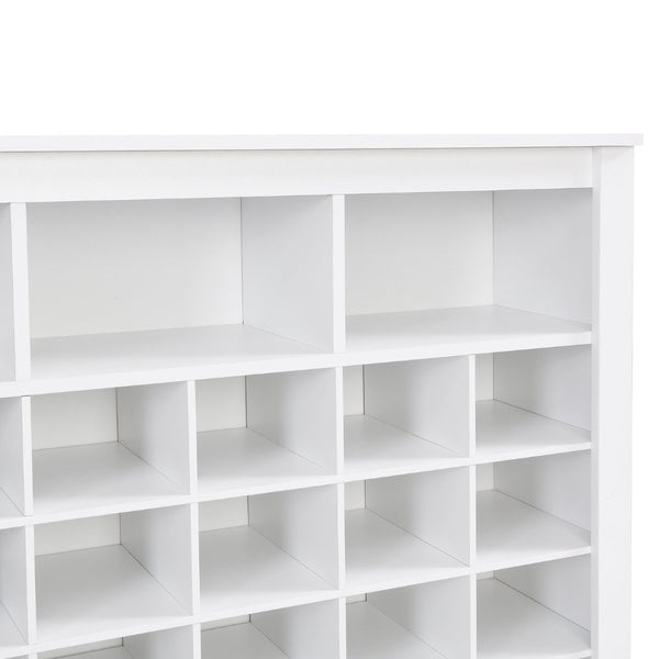 English Elm On-trend Rustic Brown Shoe Cubby Console Holds 24 Pairs with Curved Base Sideboard White WF309308AAK