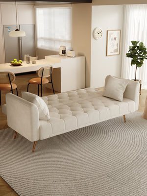 English Elm 71 Convertible Loveseat Sofa Bed Velvet 2-Seater 71" Retro Green Pink Beige Blue Gray with Gold Legs, Foam, 600LB Capacity W165878946