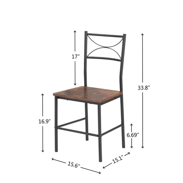 English Elm 3-piece Mid-century Dining Set with Steel Legs for Compact Kitchen Spaces W2167130688