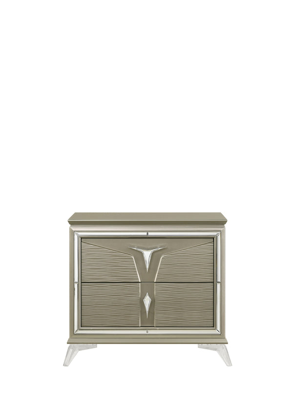 English Elm Modern King 5Pc Bedroom Set With Led Headboard, Stylish Wood Design & Ample Storage Solutions B009S01028