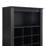 English Elm Stylish Design 30 Shoe Cubby Console, Contemporary Shoe Cabinet With Multiple Storage Capacity, Free Standing Tall Cabinet With Versatile Use For Hallway, Bedroom, Black