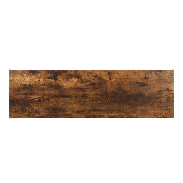 English Elm On-trend Rustic Brown Shoe Cubby Console Holds 24 Pairs with Curved Base Sideboard WF309308AAP