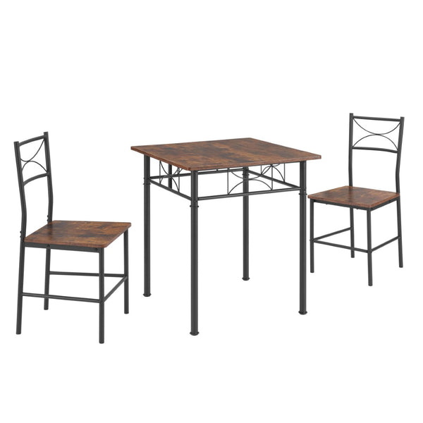 English Elm 3-piece Mid-century Dining Set with Steel Legs for Compact Kitchen Spaces W2167130688