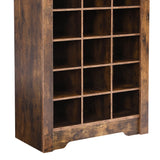 English Elm Stylish Design 30 Shoe Cubby Console, Contemporary Shoe Cabinet With Multiple Storage Capacity, Free Standing Tall Cabinet With Versatile Use For Hallway, Bedroom, Rustic Brown