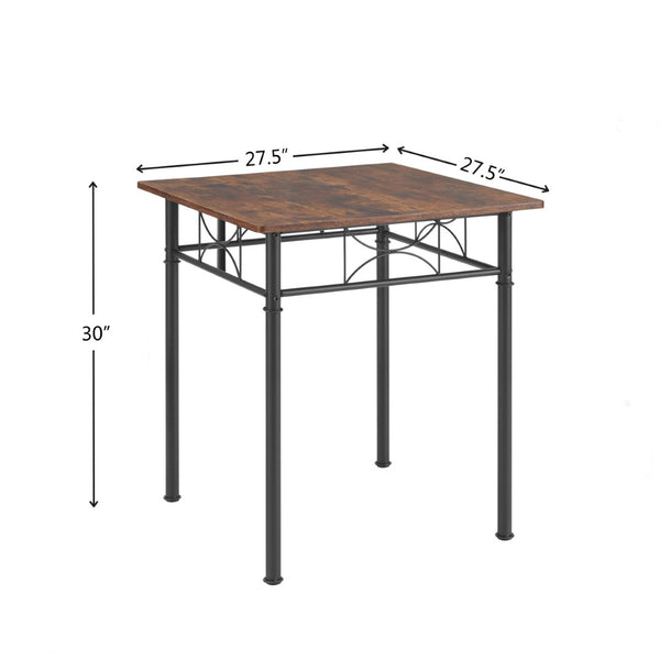 English Elm 3-piece Mid-century Dining Set with Steel Legs for Compact Kitchen Spaces W2167130688