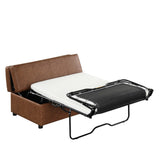 English Elm Twin Size Folding Ottoman Sleeper Bed With Mattress Convertible Guest Bed Brown