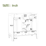 English Elm 36" Bathroom Vanity Without Sink, Cabinet Base Only, Two Cabinets and Five Drawers, Solid Wood Frame, White