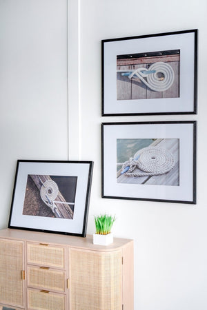 English Elm 30" Nautical Rope Knot Framed Print Set of 3 Black Gallery Wall Art Coastal Decor W2078130326