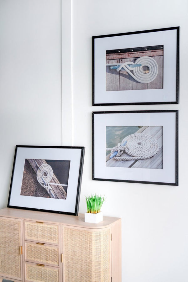 English Elm 30" Nautical Rope Knot Framed Print Set of 3 Black Gallery Wall Art Coastal Decor W2078130326