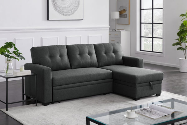 English Elm Upholstered Sleeper Sectional with Storage Chaise for Living Room or Studio B102P247101
