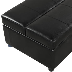 English Elm Twin Folding Ottoman Guest Sleeper Pu Leather Convertible Bed for Studio Apartments Black Pu WF307724AAB