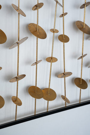English Elm Set of 3 Iron Sculptural Wall Panels Gold Disc Cascade Art for Modern Living Spaces W2078130317