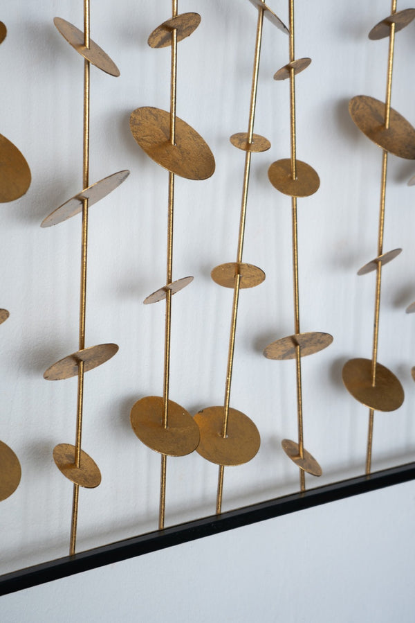 English Elm Set of 3 Iron Sculptural Wall Panels Gold Disc Cascade Art for Modern Living Spaces W2078130317