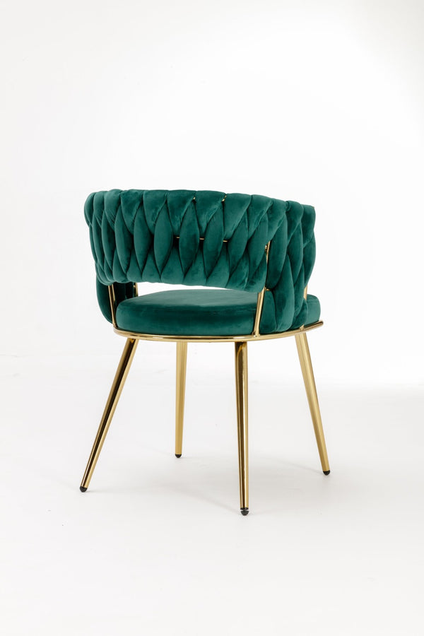 English Elm Hengming Velvet Wingback Dining Chairs with Gold Legs Mid-century Set of 2 W212P423103