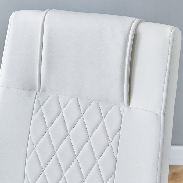 English Elm Modern Padded Dining Chair with Faux Leather Upholstery and Metal Legs — Comfortable, Easy Assembly, Floor-Protecting Feet, Set of 4 White W115168230