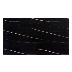 English Elm Only Tempered Glass Tabletop Gold Marble Vein Pattern Large Dining Desk Surface Black W1151119529