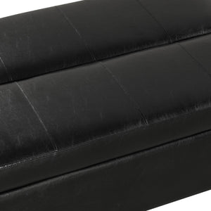English Elm Twin Folding Ottoman Guest Sleeper Pu Leather Convertible Bed for Studio Apartments Black Pu WF307724AAB