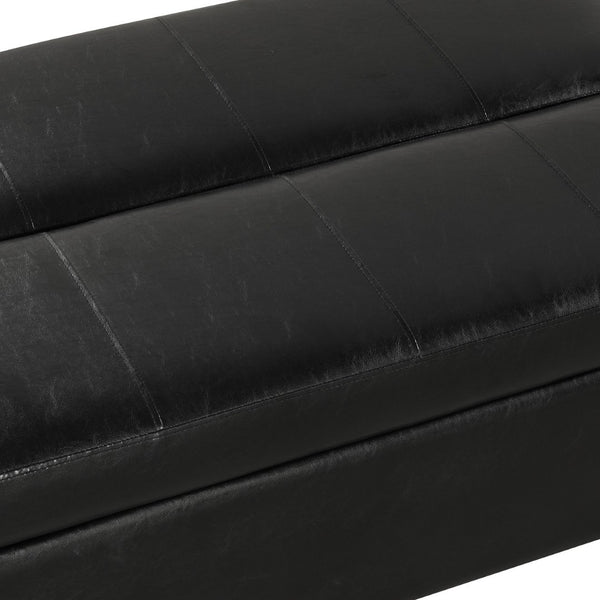 English Elm Twin Folding Ottoman Guest Sleeper Pu Leather Convertible Bed for Studio Apartments Black Pu WF307724AAB