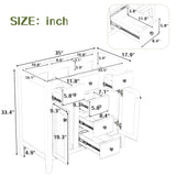 English Elm 36" Bathroom Vanity Without Sink, Cabinet Base Only, Two Cabinets and Five Drawers, Solid Wood Frame, White