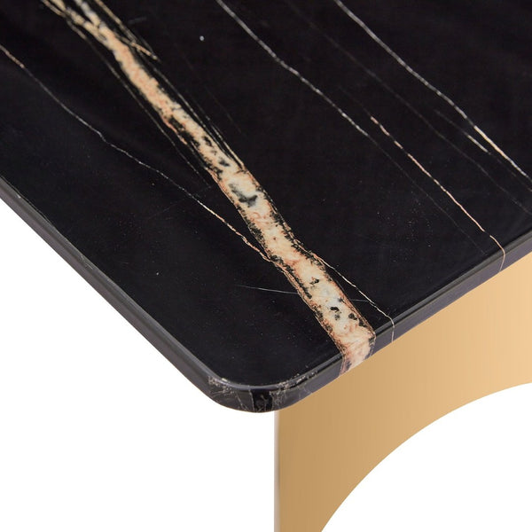 English Elm Only Tempered Glass Tabletop Gold Marble Vein Pattern Large Dining Desk Surface Black W1151119529