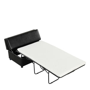 English Elm Twin Folding Ottoman Guest Sleeper Pu Leather Convertible Bed for Studio Apartments Black Pu WF307724AAB
