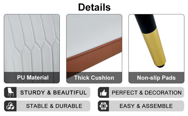 English Elm Light chic PU dining chairs set of 2 in Brown & Light Gray — sponge cushion, metal legs, modern style, easy assembly W1151P164672