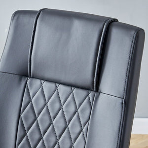 English Elm Modern Pu Leather Upholstered Dining Chairs Set of 8 with Chrome Metal Legs for Kitchen Black W1151S00423