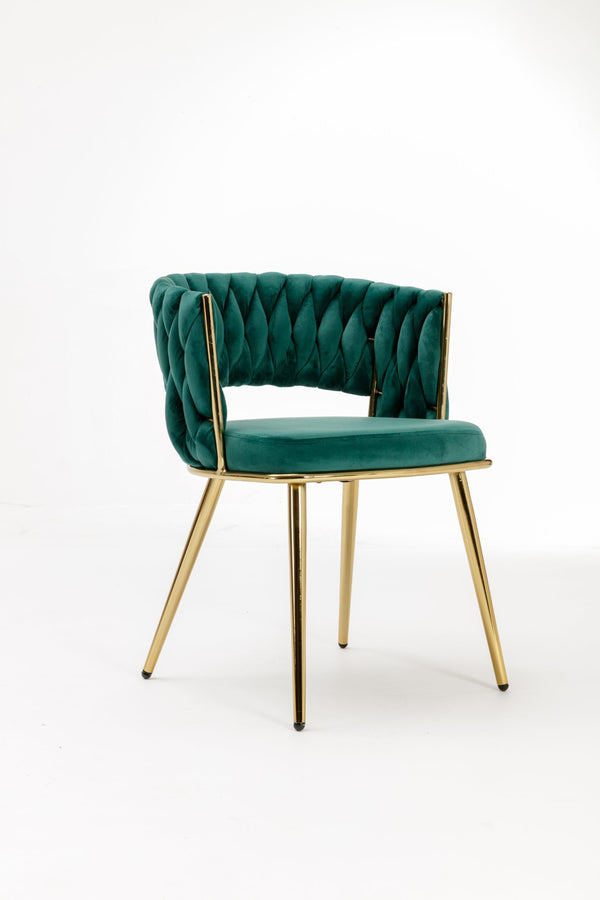 English Elm Hengming Velvet Wingback Dining Chairs with Gold Legs Mid-century Set of 2 W212P423103