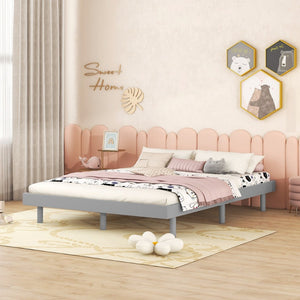 English Elm Modern Floating Twin Platform Bed Rubberwood Legs Low Profile Minimalist Frame W697123292