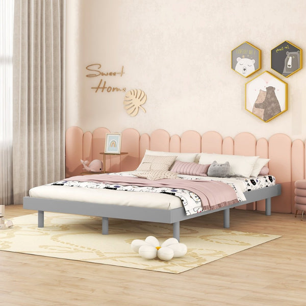 English Elm Modern Floating Twin Platform Bed Rubberwood Legs Low Profile Minimalist Frame W697123292