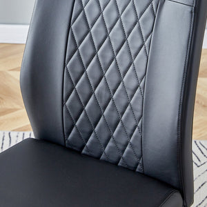 English Elm Modern Dining Chairs Set of 6 Faux Leather Upholstered Seats with High-Density Foam & Metal Legs, Sleek Comfort Black W115181766