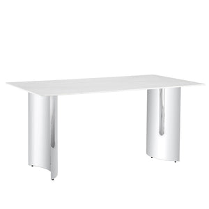 English Elm Only Tempered Glass Tabletop Gold Marble Vein Pattern Large Dining Desk Surface White W1151119533