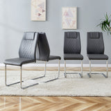 English Elm Modern Dining Chairs With Faux Leather Padded Seat Dining Living Room Chairs Upholstered Chair With Metal Legs Design For Kitchen, Living, Bedroom, Dining Room Side Chairs Set Of 8 (Grey+Pu)C-001