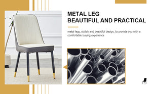 English Elm A modern dining chair with dual-tone white & gray PU, padded seat and black metal legs, set of 2 W1151P147207