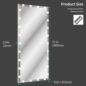 English Elm Hollywood Oversized 72x32 LED Full Length Mirror with Touch Control, 3 Color & Brightness Modes, Silver W708P379305