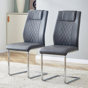 English Elm Modern Dining Chairs Set of 6 Faux Leather Upholstered Seats with High-Density Foam & Metal Legs, Sleek Comfort Grey W115181773