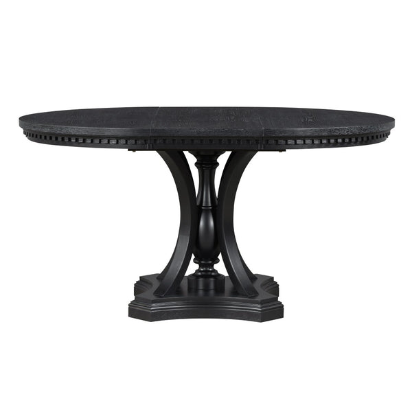 English Elm Trexm Retro Farmhouse Extendable Round Dining Set Oak Veneer Table with 4 Chairs ST000147AAB