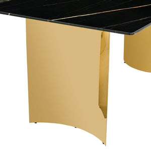 English Elm Only Polished Gold Stainless Steel Curved Table Leg for Modern Dining and Office W1151P300760