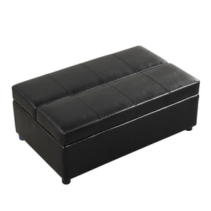 English Elm Twin Folding Ottoman Guest Sleeper Pu Leather Convertible Bed for Studio Apartments Black Pu WF307724AAB