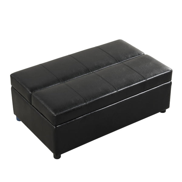 English Elm Twin Folding Ottoman Guest Sleeper Pu Leather Convertible Bed for Studio Apartments Black Pu WF307724AAB